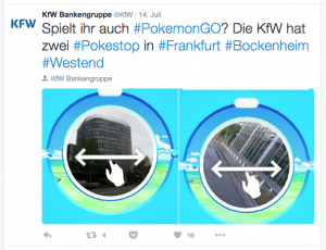 Die Bankengruppe KfW lockt Kunden mit Pokemon-Go über Pokestops.