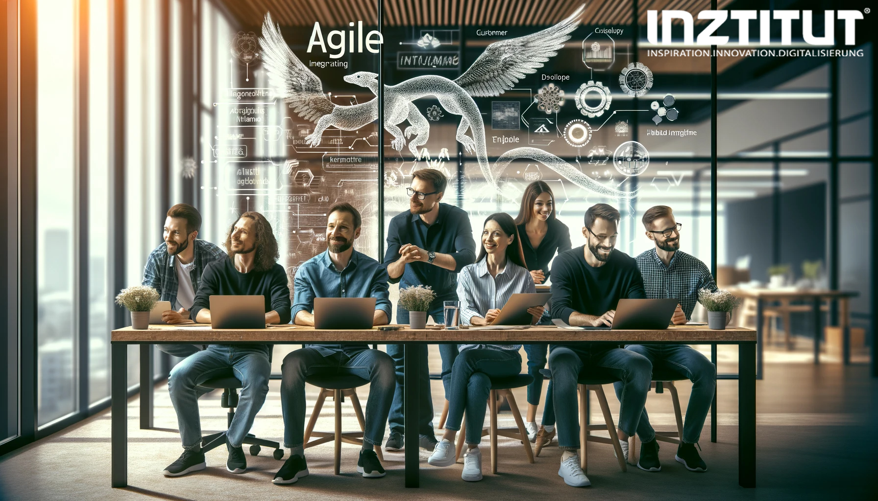 Team von agilen Softwareentwicklerinnen und -entwicklern, die die Prinzipien der agilen Entwicklung aktiv umsetzen und leben.